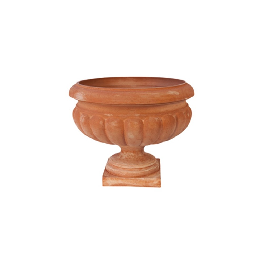 Calice-Shaped Terracotta Vase with Baccellato Decoration